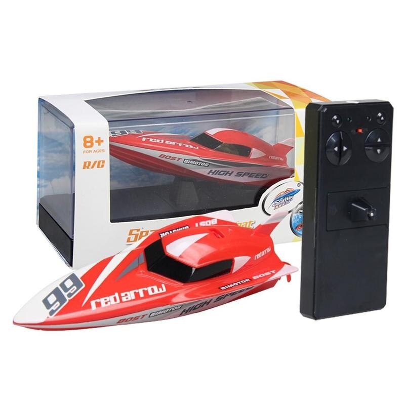 High Speed Remote Control Boat 2.4G 4 Channel Simulation Model Boat Red Yellow 2.4v 80mah Lithium Battery Speedboat Water Toys