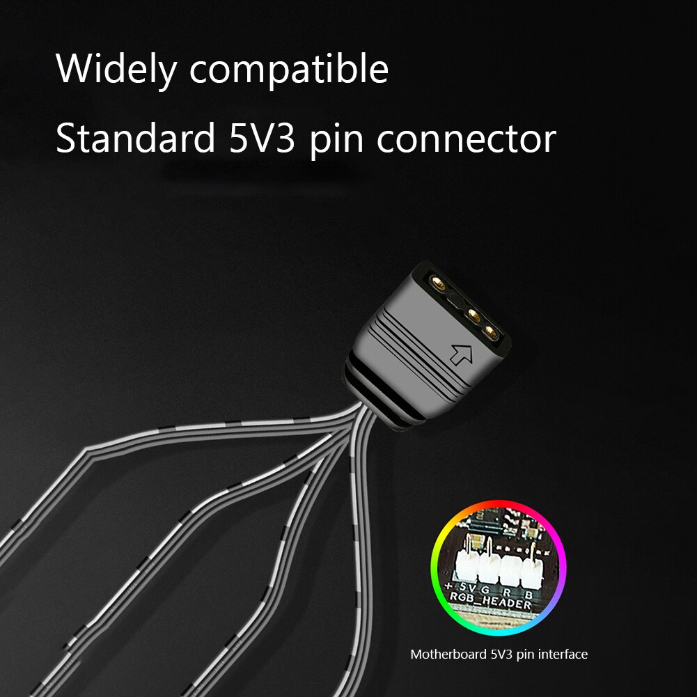 COOLMOON-conector ARGB de 5V y 3 pines para ventilador de ordenador, Cable de extensión de 1 a 2 y 4 ventiladores, Divisor de Cable de alimentación para placa madre