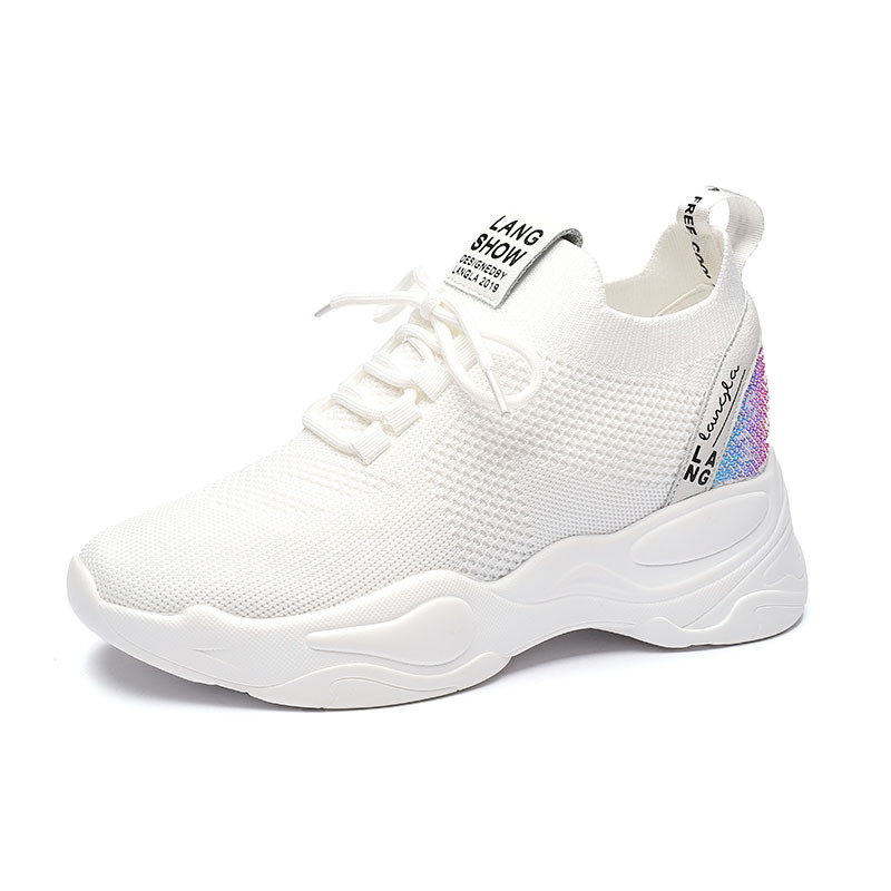 Sport Schuhe frauen Herbst/Winter Neue Kunst Fliegende gewebte Atmungs Alte Schuhe Erhöht Kleine Weiße Schuhe lässig Schuhe: 2 / 38