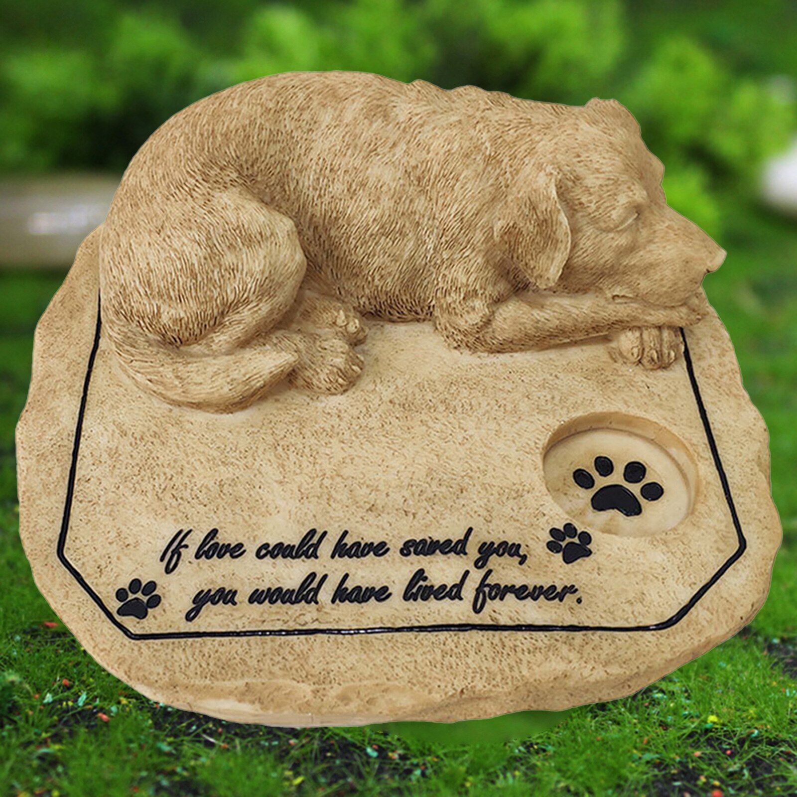 Resin 3D Dog Memorial Stone Pet Grave Marker Garden Backyard Tombstone