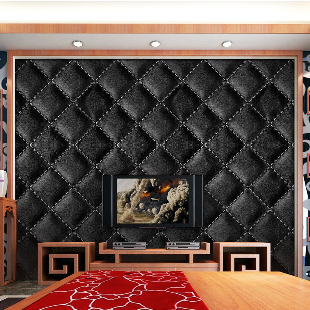 Europen Luxus Faux Leder Tapete 3d Geprägte Schwarz Zauberstab Papier Rollen wohnzimmer TV Hintergrund Tapeten KTV Bar Dekor