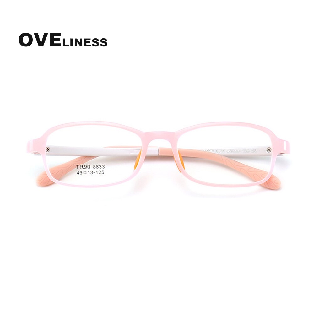 Myopia Optical Children Glasses Frame boy girl Solid TR90 Diopter Transparent Prescription Kids Glasses Flexible Soft Eyewear: pink white