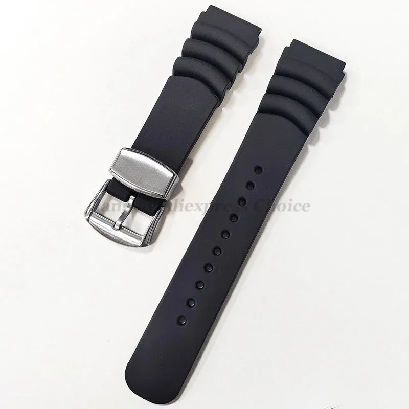 Bracelet de montre en Silicone pour SEIKO SKX007 009 plongée 007 pour résine en conserve d'ormeau 20mm 22mm bracelet de montre anneau fermoir boucle ardillon ceinture: Black Yellow / 14mm