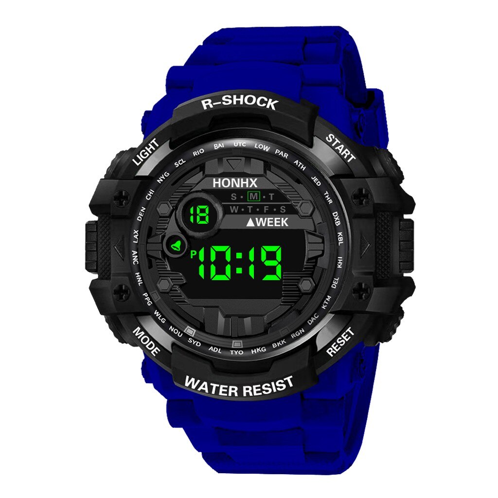 HONHX Watch Men Sport Clock Life Waterproof Men's LCD Relogio Digital Stopwatch Date TPU Strap Electronic Wristwatch Reloj 40*