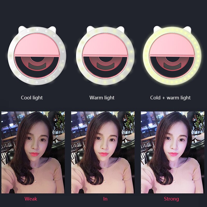 36 LED Ring Fill Light Portable Mini Mobile Phone LED Camera Selfie Light Ring Light Live Broadcast Flash For IPhone Samsung