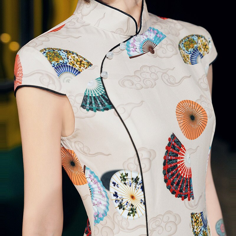 Chinese jurk qipao meisje zomer print damesjurken