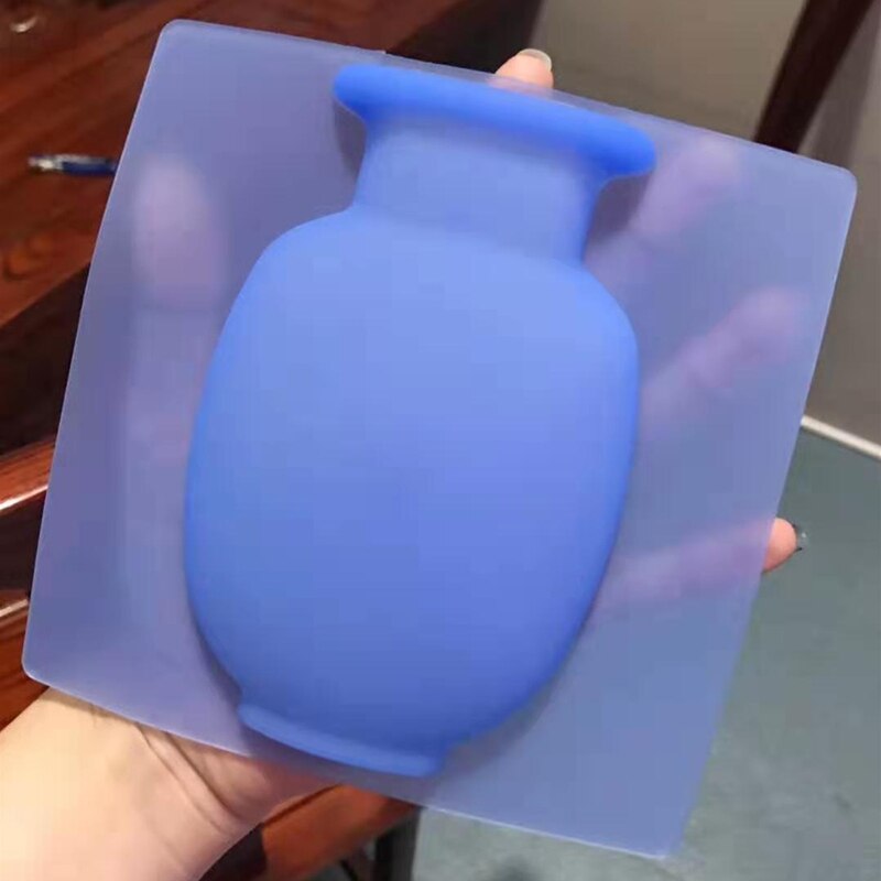 Accesorios para decoraciones de hojas, jarrones, plantas, flores, hecho a mano, cristal mágico, pared exterior, silicona, pegatinas suaves para el cuerpo: Azul