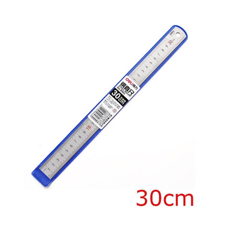 Deli Steel Metal Ruler Silver 15/20/30cm Stainless Steel Straight Rulers Functional Mapping Tool School Office Drawing Supplies: Red