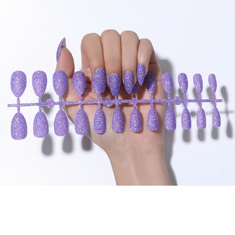 Faux ongles ballerine détachables, accessoire de manucure, 24 pièces, à paillettes de couleur bonbon, à porter, couverture complète: 5-Just 24PCS Nails