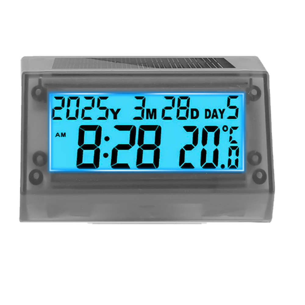 Orologio Digitale LCD Per Auto Con Termometro E Data – Compatto, Alimentato A Batteria CR2032, Installazione Con Nastro Adesivo