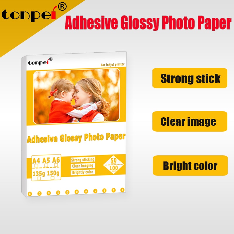 A4 50sheets A5 A6 100sheets 135g 150g high Glossy Self Adhesive Inkjet Printing with back glue sticker photo paper