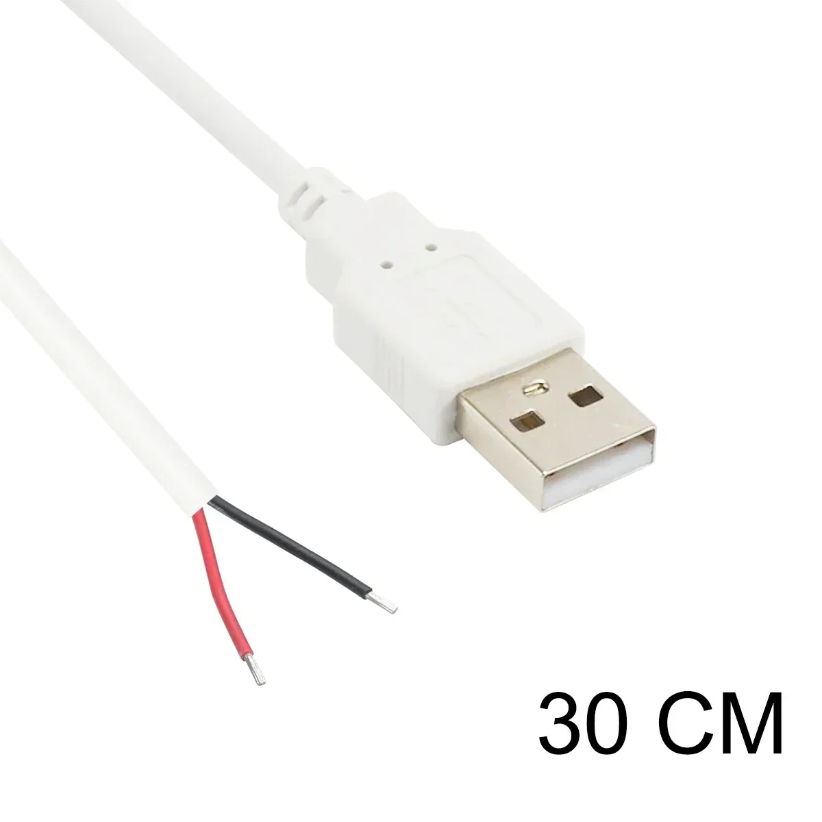 Cable USB Pigtail macho hembra Cable de alimentación pelado conector de repuesto de 12V para tira LED USB reemplazar reparación ventiladores altavoz: Plata