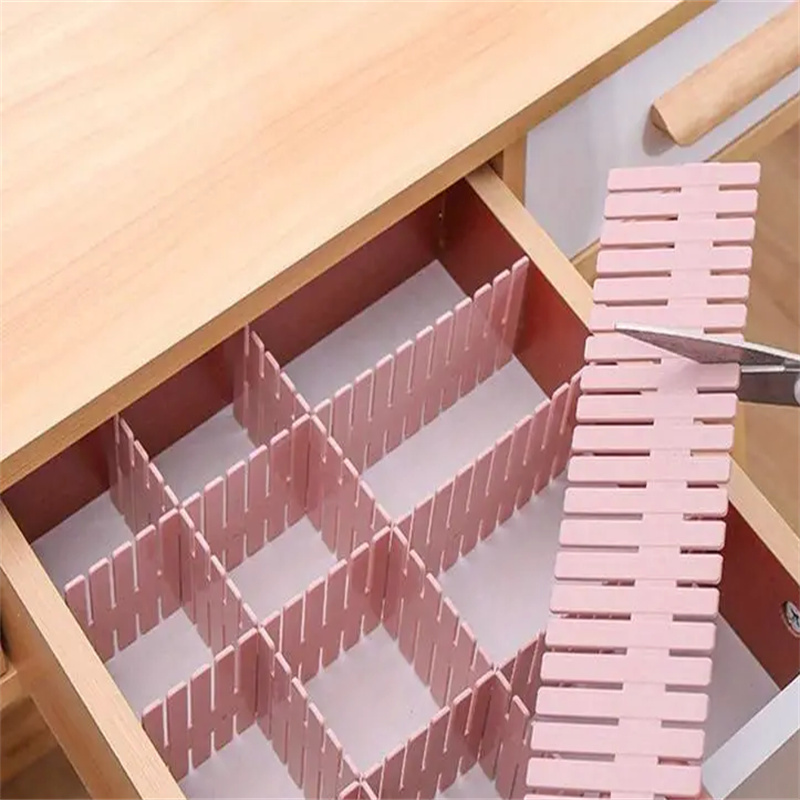 4Pcs/Set Adjustable DIY Plastic Storage Partition Board Drawer Divider Combination Partition Board Space-Saving Drawer Organizer