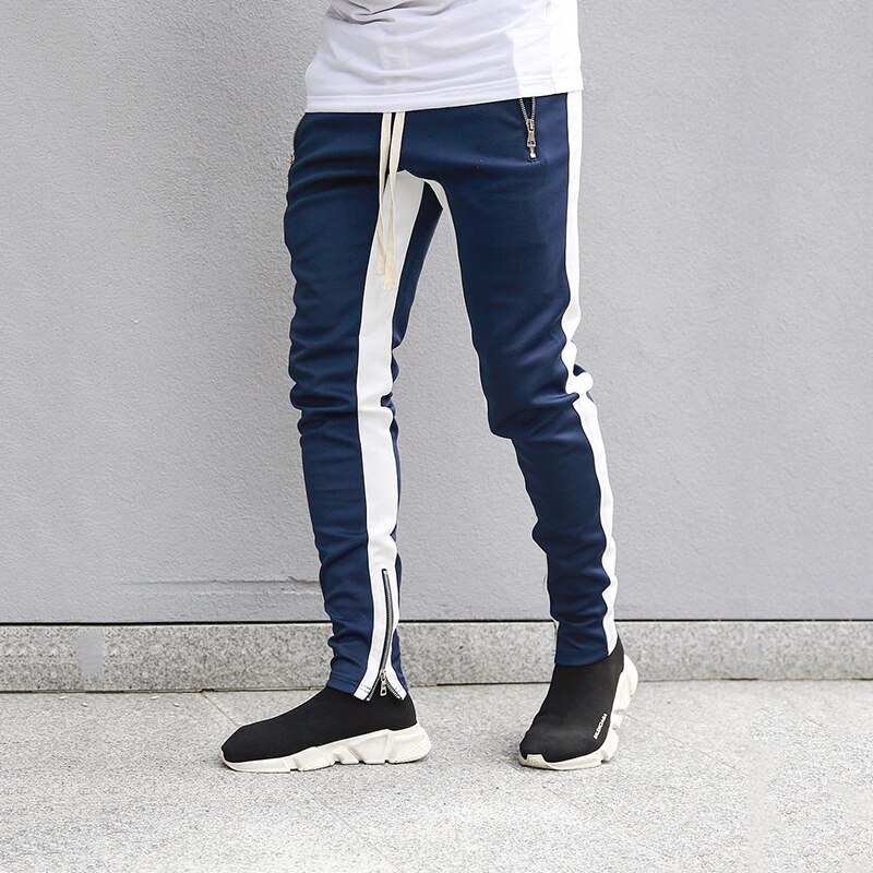 Joggers haremsbukser mænd patchwork side skinny pencil pant joggers streetwear efterår sweatpants casual tights joggingbukser mænd