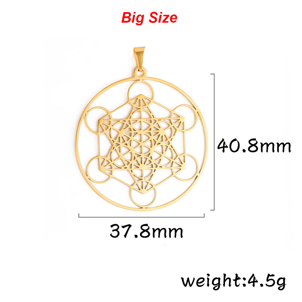 Diy Rvs Metatron Kubus Bedels Voor Sieraden Maken Ketting Oorbellen Sleutelhanger Charm Amulet Hangers Accessoire: Licht Geel Goud Kleur