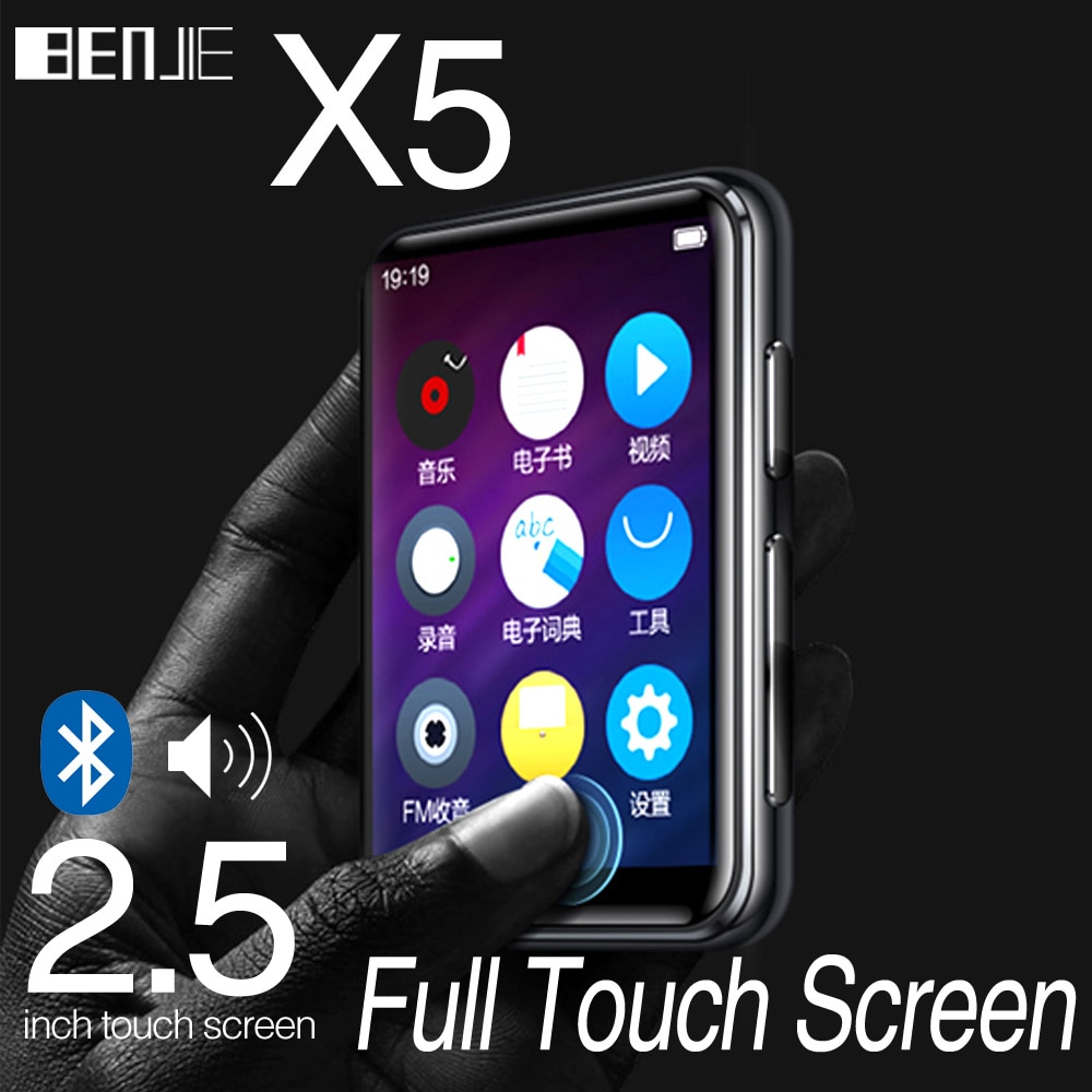 Benjie X5 Full Touch Screen Bluetooth MP3 Speler 8 Gb 16 Gb Muziekspeler Met Fm Radio Video Speler E-Book speler MP3 Met Luidspreker