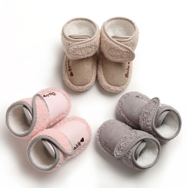 0-18M Kleinkind Baby Jungen Mädchen Winter Warme Haken & Schleife Plüsch Schnee Stiefel Weiche Sohle Krippe Baumwolle schuhe Schnee Stiefel