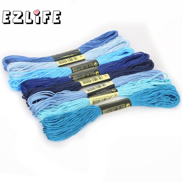 Lote de 8 unidades multicolor de hilos DMC de 7,5 m de largo, accesorios para bordado de punto de cruz, herramientas para costura de hilos de algodón Sewi X6W5