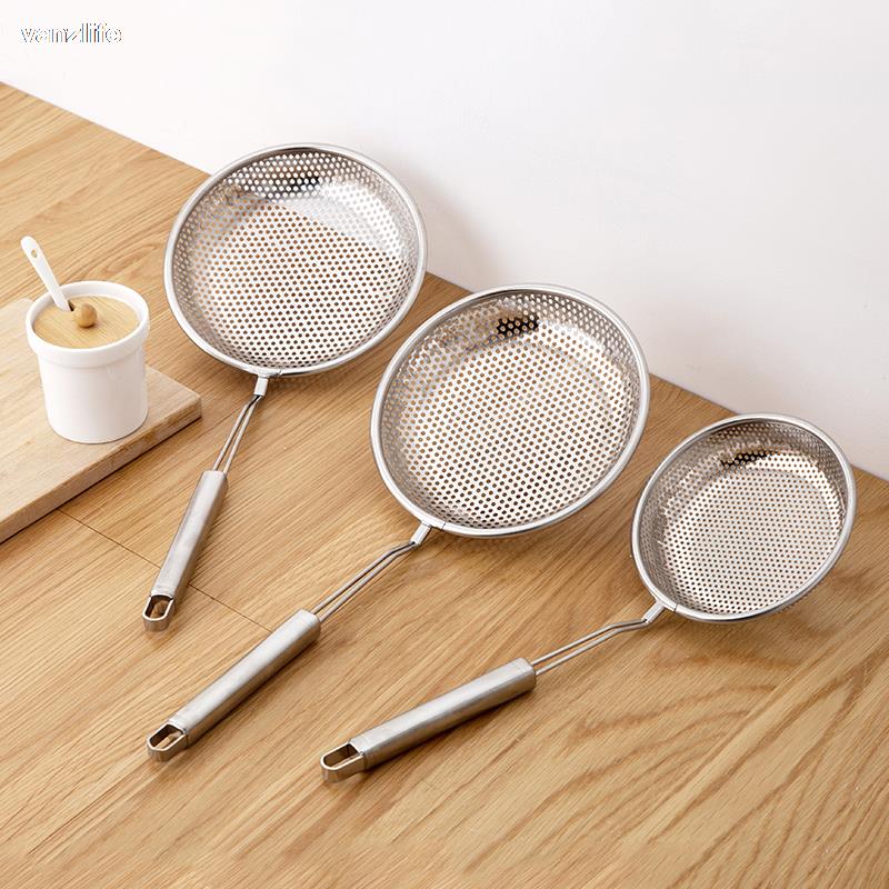 Stainless steel frying colander household fence mesh kitchen large spoon scoop filter net mesh spoon