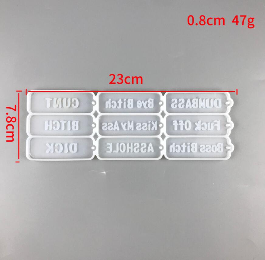 Punk Style 4 In 1 Rude Language Bad Words Curse Swear Words Keychain Resin Mold for DIY Epoxy Pendant Silicone Molds: 5587