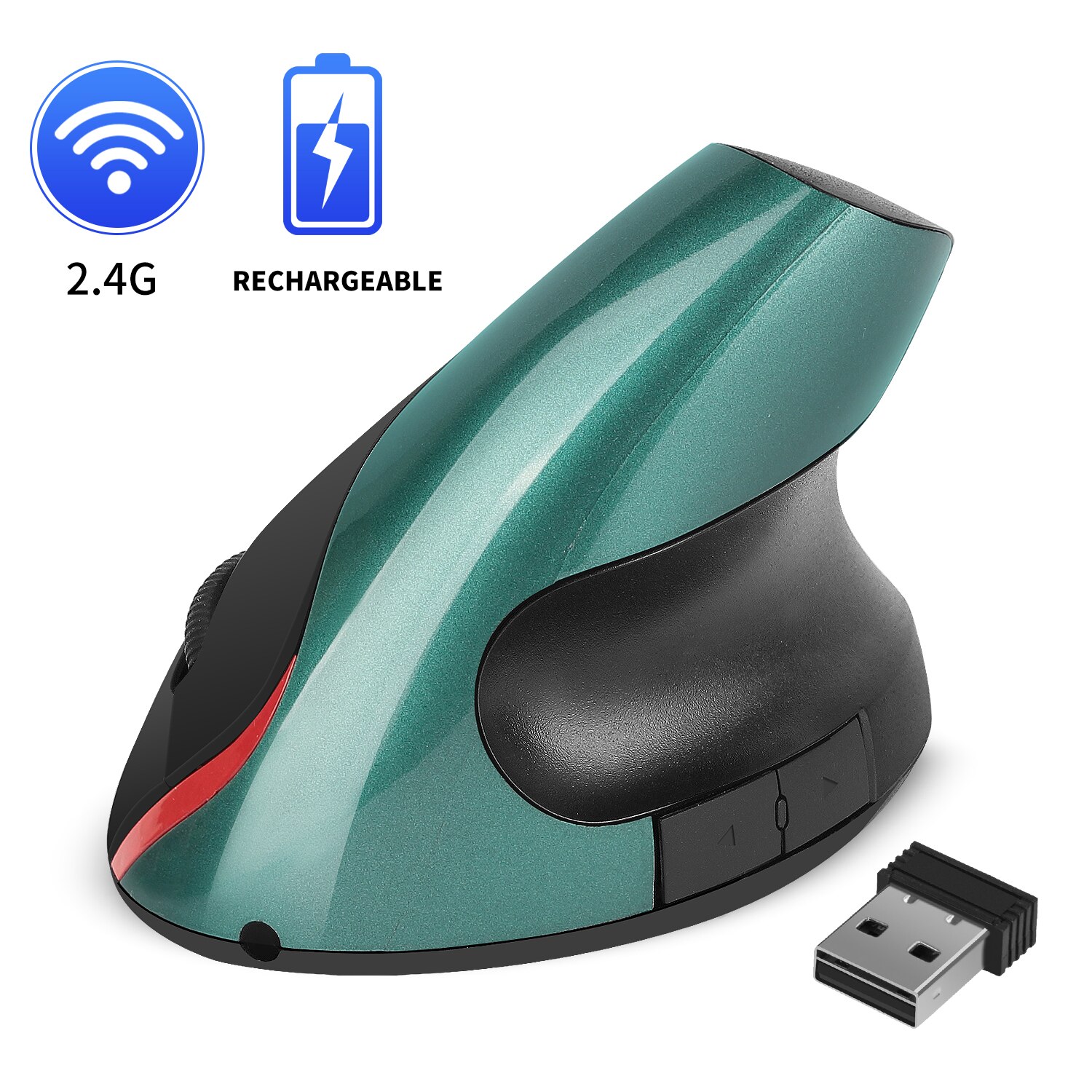 2.4G Wireless Mouse Ergonomic Vertical 5 Buttons Gaming Mouse RGB 1200 DPI Optical Mice With For PC Laptop