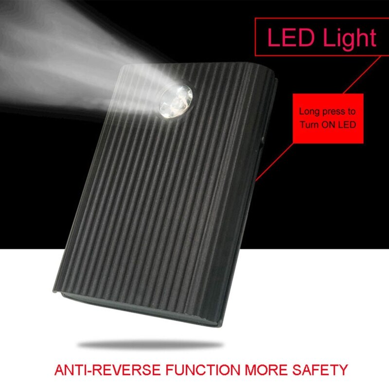Anti-Reverse 18650 Battery DIY Power Bank Box LCD Display Dual USB Charger Light