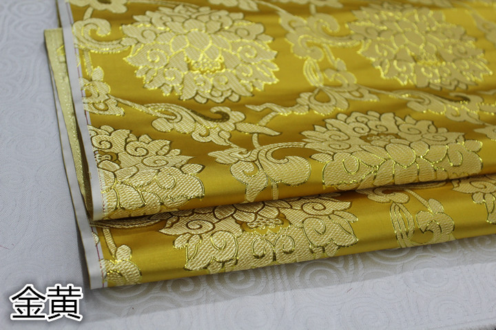 Tkanina Żakardowa Brokatowa - 75cm - Satyna Damask Faux Złoto Jedwab - Na Cheongsam, Lalki, Suknie Mongolskie: Brązowy
