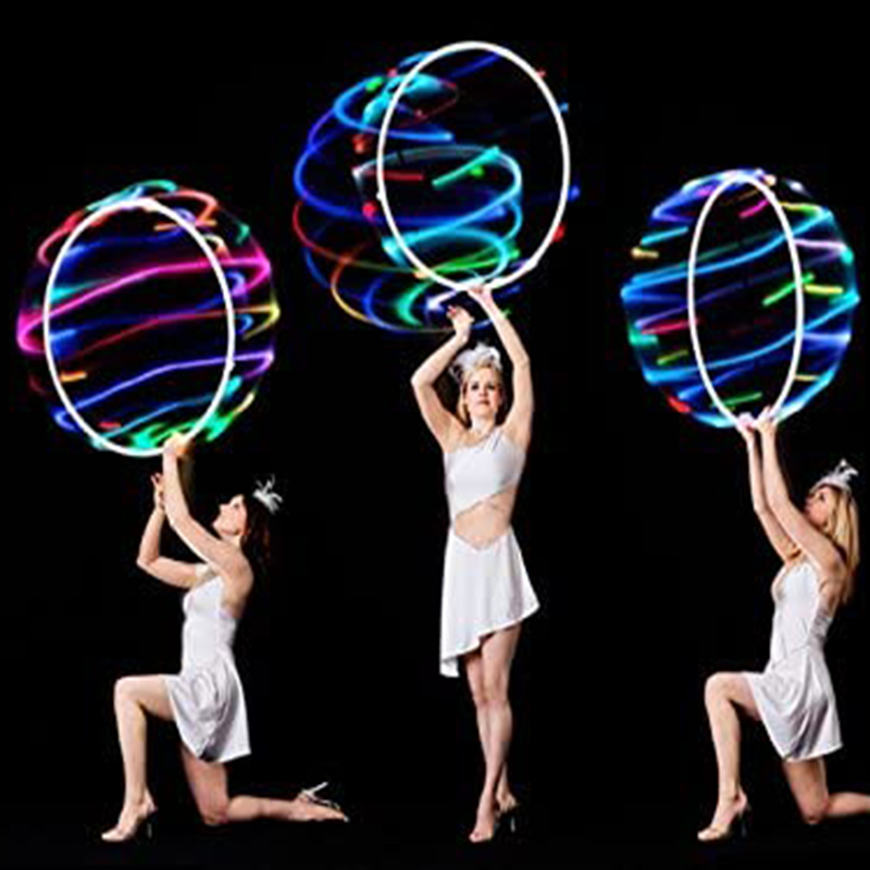Led colorful fitness circle performing arts belly fat loss light fitness crossfit foldable sports hoop gym fitness equipment