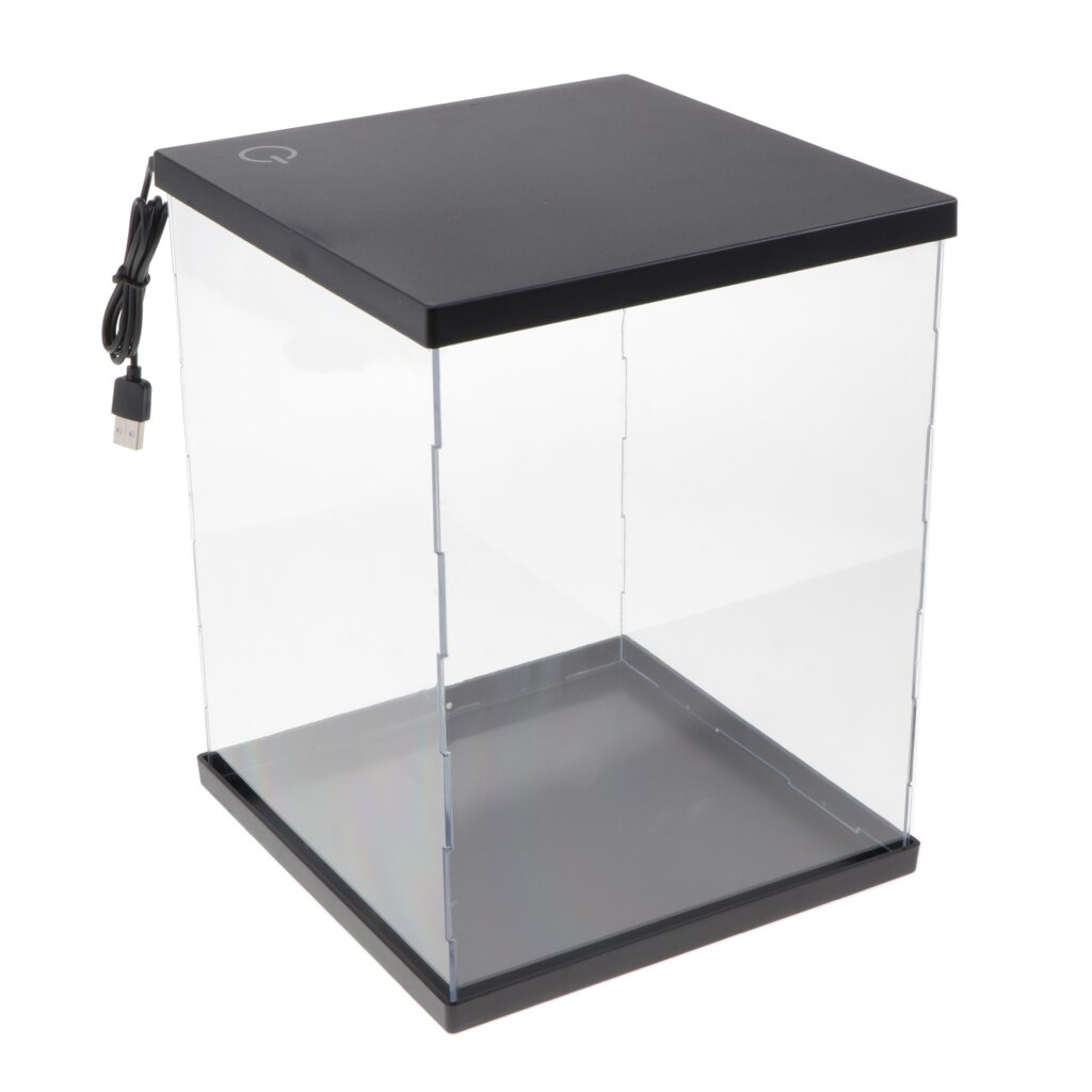 Acrylic Display Trophy Perspex Display Case Dustproof W/ Lights 8x8x14