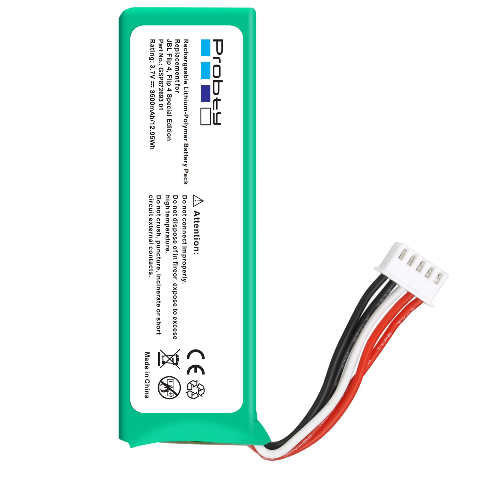 3.7V 3500mAh Battery GSP872693 01 Rechargeable Battery Pack for JBL Speaker Flip 4, Flip 4 Special Edition