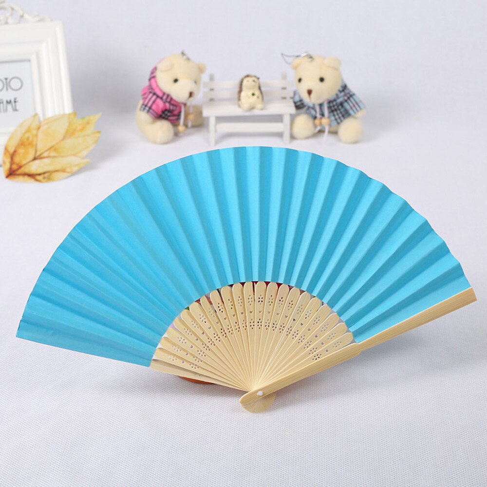 30^Pattern Folding fans Dance Wedding Party Lace fans Edging Plastic Ribbing Folding Hand Held Solid Color Fan