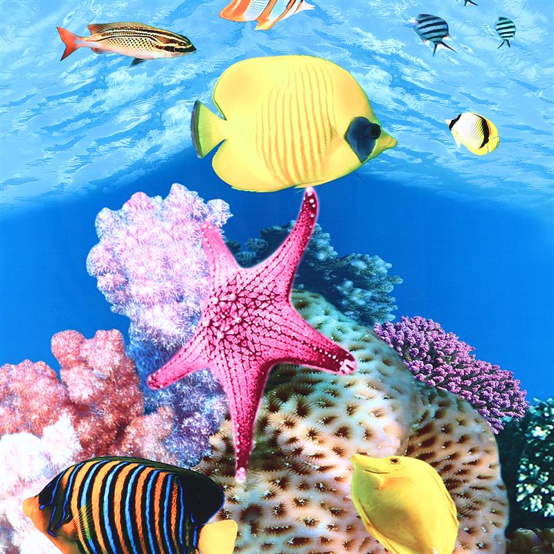 Double-Sided Aquarium Background Sticker 3d Adhesive Wallpaper Fish Tank Decorative Pictures Underwater Sticker Backdrop Image