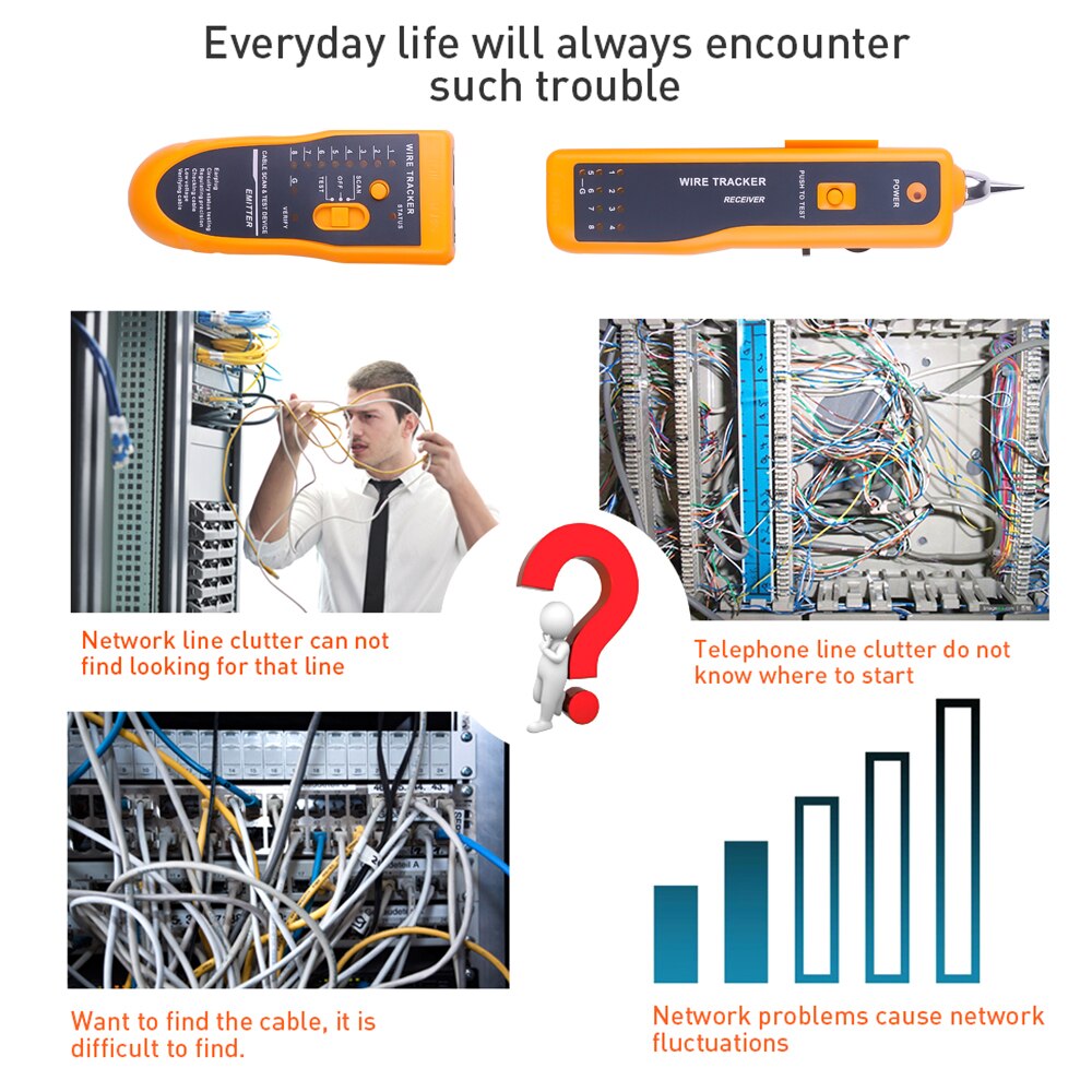 Kebidumei wire tracker cat 5 cat 6 rj45 utp stp line finder nettverk kabel tester telefon sporer diagnose tone verktøysett lan