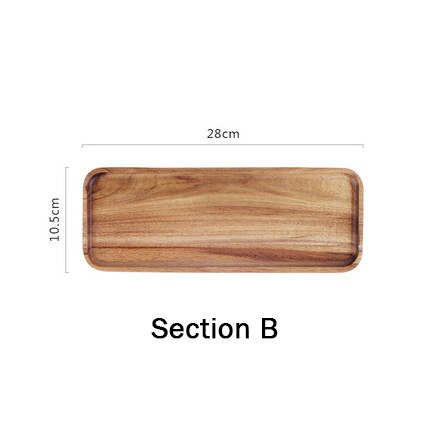 Platos de Acacia para comida, vajilla de madera de 4 tamaños, para servir, vajilla Rectangular completa, 24 piezas, juego de platos para comedor: Section B