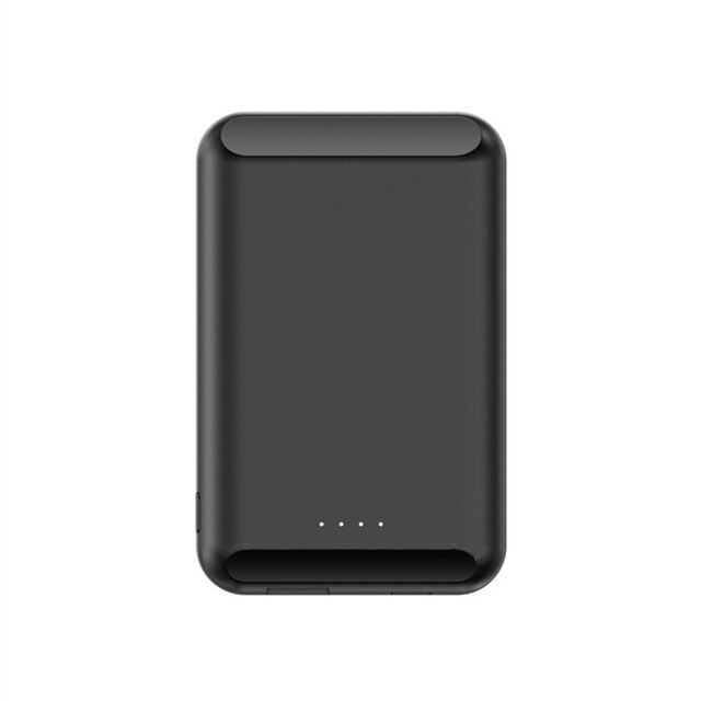 Caseier Mini Magnetische Draadloze Power Bank Voor Iphone 12 Pro Max Mini Draagbare Oplader Externe Batterij Dunne Powerbank: Black