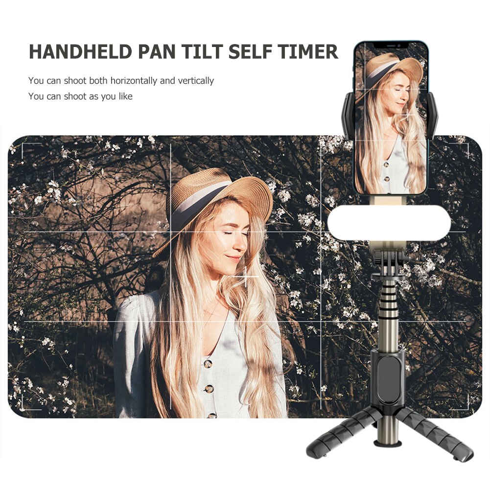 Wireless Handheld Gimbal Stabilizer Mobile Phone Selfie Stick with Fill Light Shutter for IOS Android Smartphone Tripod