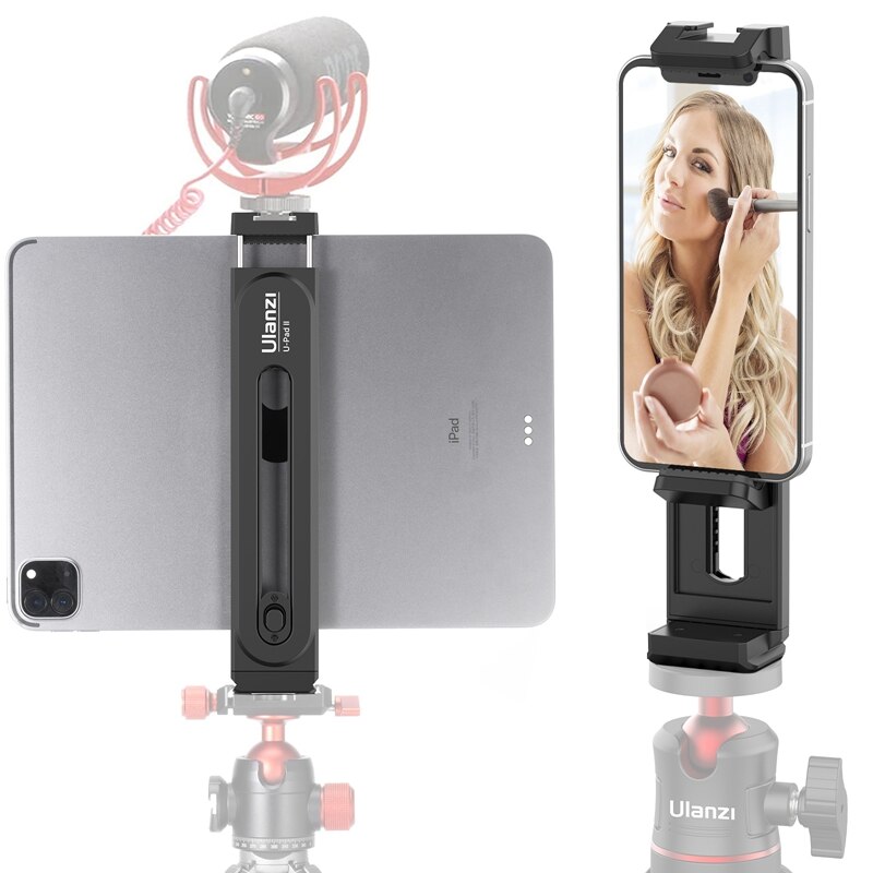 Ulanzi U-Pad II Universal Tablet Smartphone Tripod Mount for iPad Air Pro Mini with 1/4 Screw Cold Shoe for Microphone LED Light