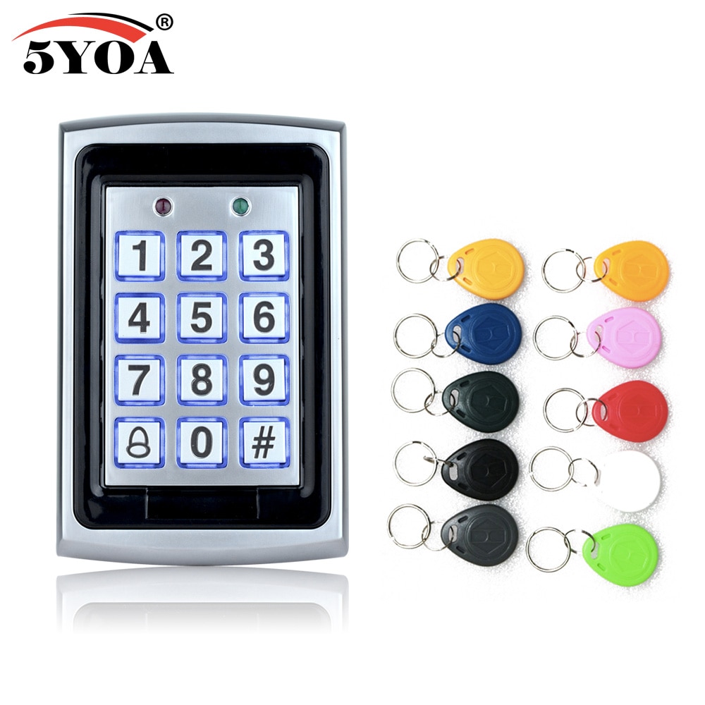 Waterproof Metal Rfid Access Control Keypad With 1000 Users 125KHz Card Reader Keypad Key Fobs Door Access Control System