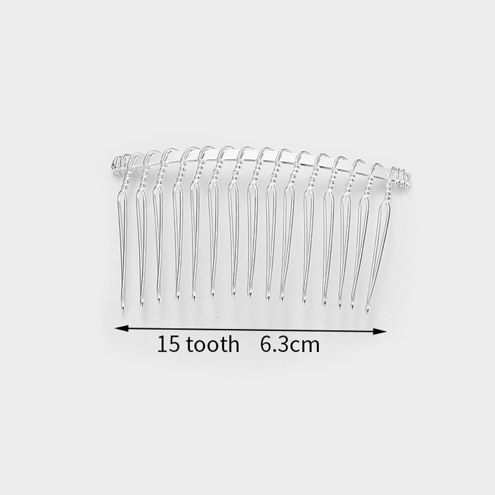 10 Uds. De peineta para el pelo con dientes de Color plateado de 12/15/20mm, horquilla para fabricación de joyas, peines para el pelo para novia, accesorios de boda DIY: Bañado en rodio de imitación