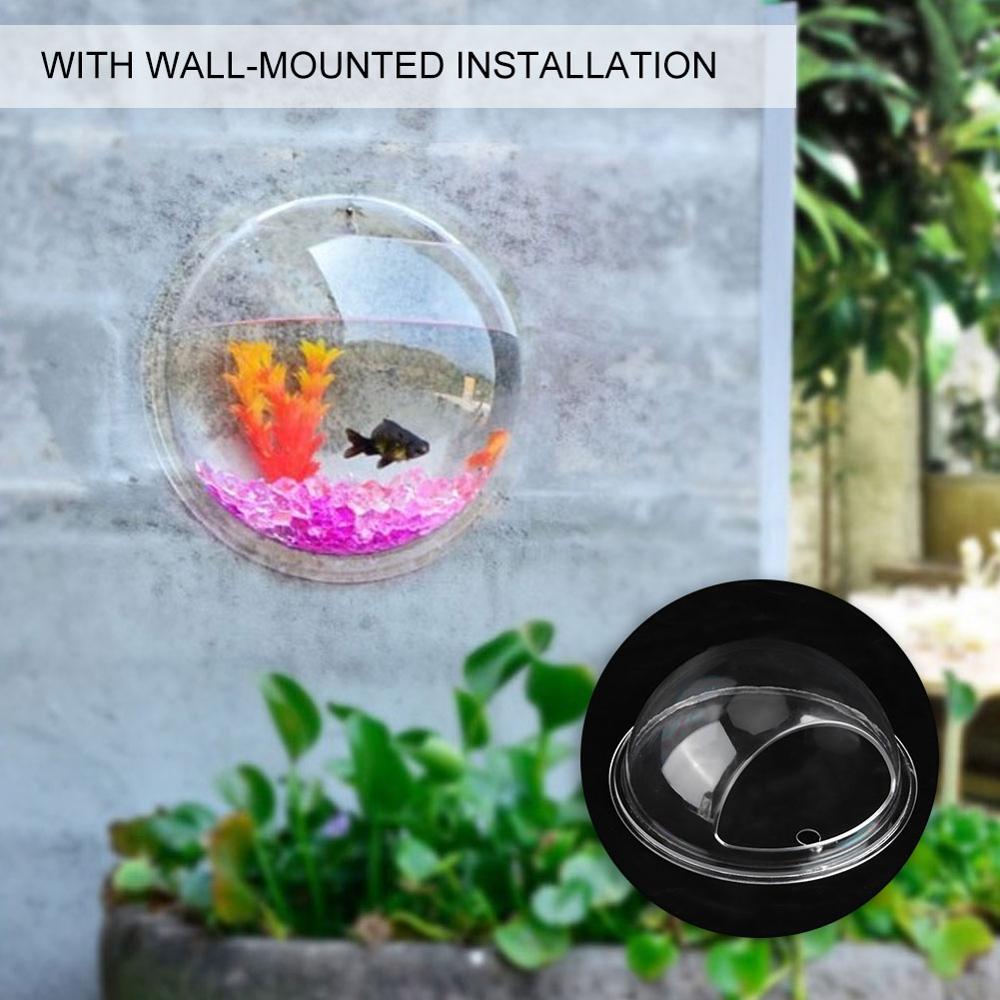 Wall Hanging Aquarium Fish Bowl Mini Wall Mounted Hanging Transparent Fish Bowl Acrylic Fish Tank Aquarium Decoration 15cm