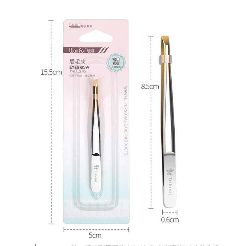 1Pc Wenkbrauw Pincet Rvs Slant Tip Ogen Tweezer Clip Voor Gezicht Ontharing Make Up Gereedschap Pince Een epiler