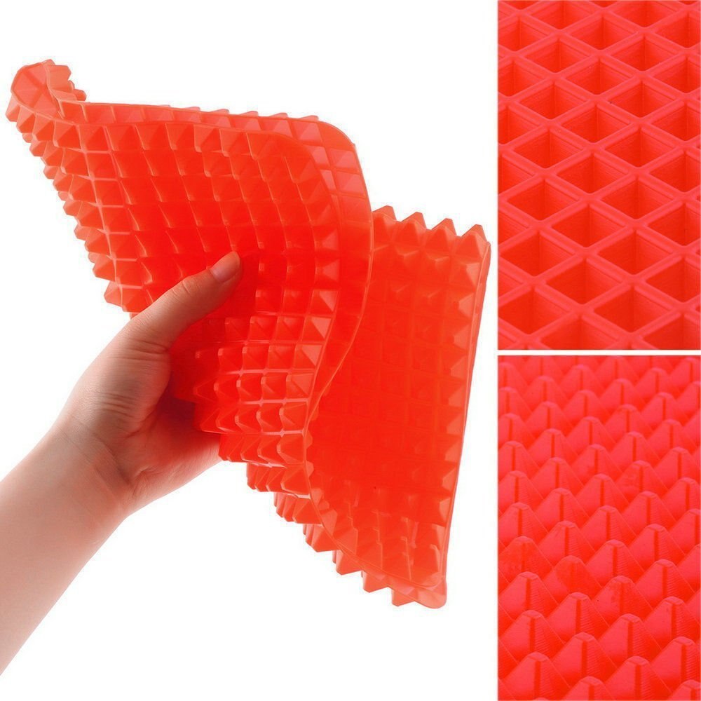 Multifunctionele Vlees Pad Bbq Mat Siliconen Bbq Piramide Pan Vet Verminderen Slip Oven Bakken Grill Olie Filter Pad vel Koken Mat