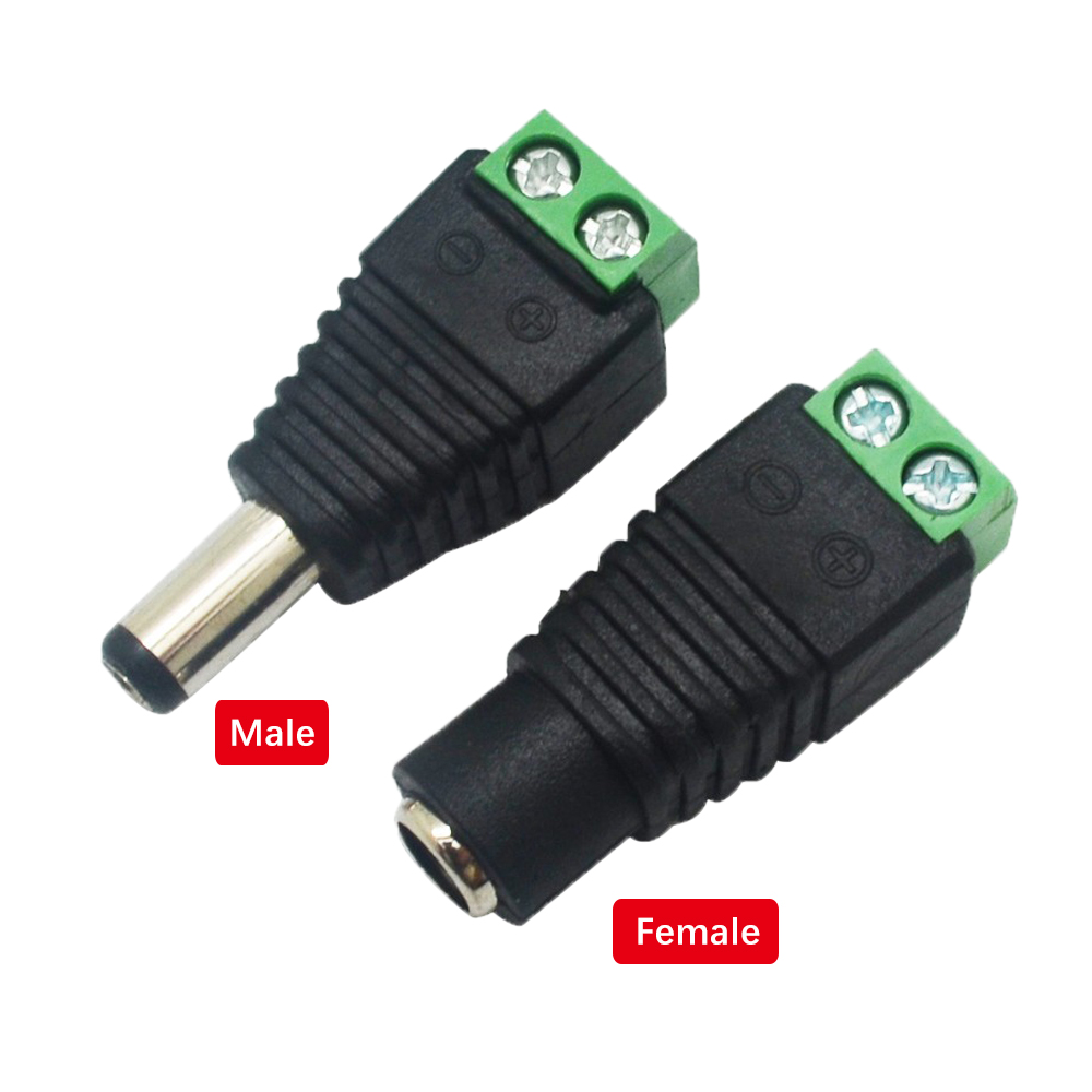 Connecteur d'alimentation 12V DC, 5 pièces, prise mâle femelle, baril 2.1mm x 5.5mm, adaptateur pour caméra de vidéosurveillance, Terminal d'alimentation de bande LED