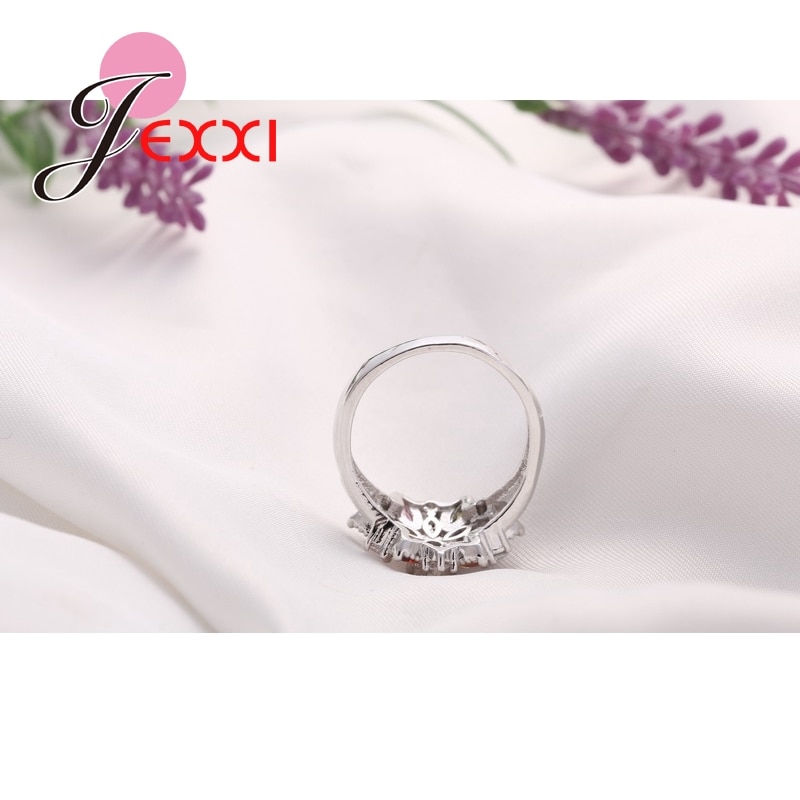 Mode-sieraden Party Vinger Ring Kleurrijke Cz Crystal 925 Sterling Zilver Vrouwen Bruiloft Engagement Ringen Bijoux