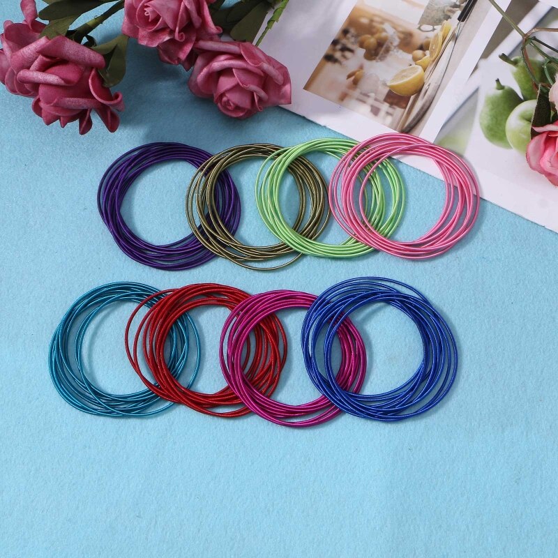 10x Colorful Spiral Bracelet Women Coil Jewelry Carbon Steel Wristband Guitar String Silver Metal Bangle Bracelet Girl H8WF