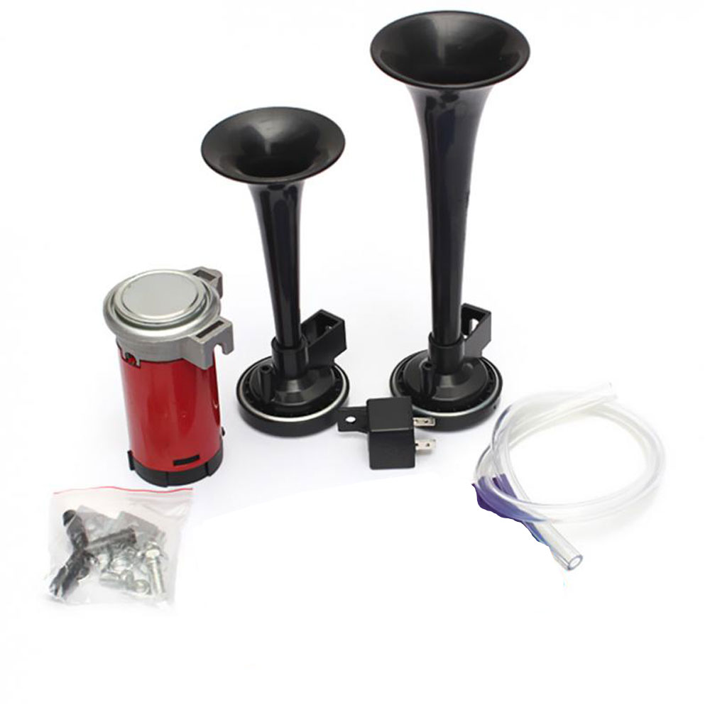 12V Double Tube Car Air Pump Horn Pneumatic Air Alarm Horn Car Accessories Auto horn signal for auto
