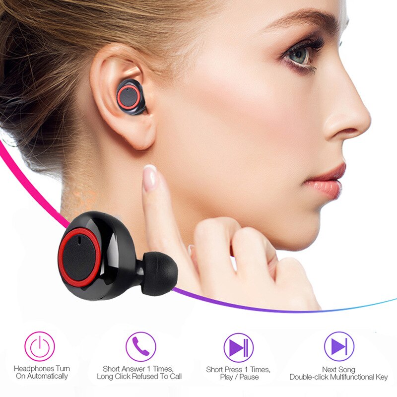 Mic Headset Gaming Kopfhörer Bluetooth Ohrhörer Freihändiger Drahtloser Kopfhörer Für IOS Android Mini Y50 Tws In-Ear-Wireless-stereo