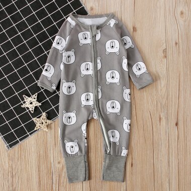 Herfst en Winter Baby Kleding Katoenen Baby Jongens Kleding Cartoon Dier Beer Romper Jumpsuit Warm Pasgeboren Meisjes Romper: 24M