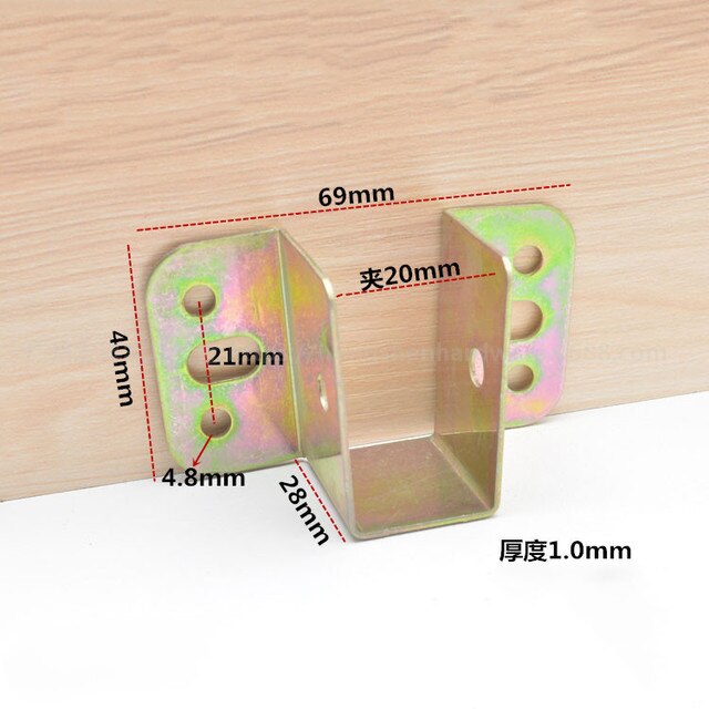 Support de faisceau de lit en métal, 4 pièces, connecteur fixe en bois, charnières de lit épaisses, crochet Code d&#39;angle, accessoires de quincaillerie de meubles: S 20mm