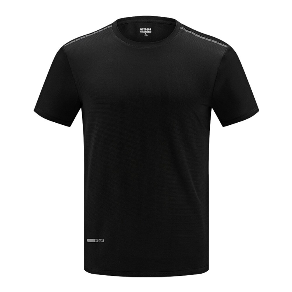 Zomer Casual T-shirt Mannen Wandelen Top Mouwen Ronde Hals Ademend Licht Sneldrogende Effen Kleur camping T-shirts: Black / Xxl